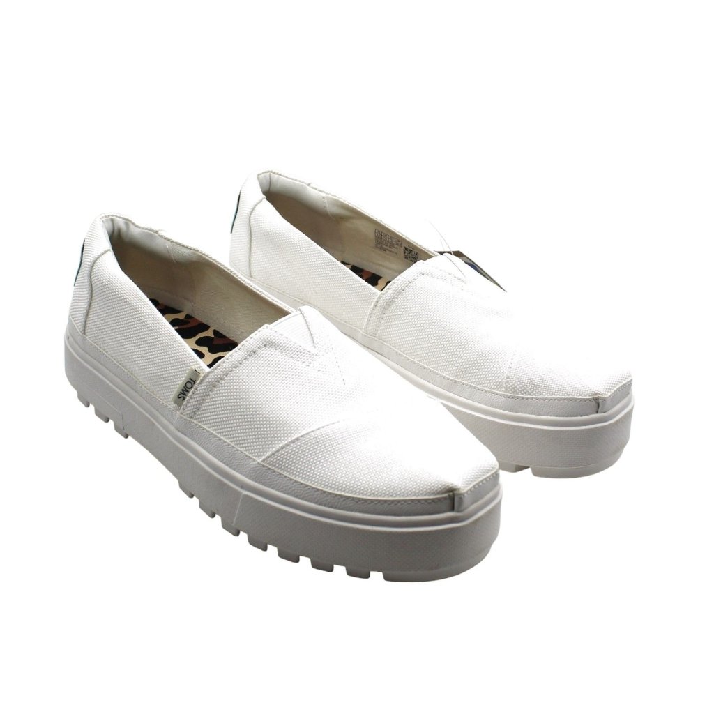 Toms White Canvas Platform Slip-On Sneakers